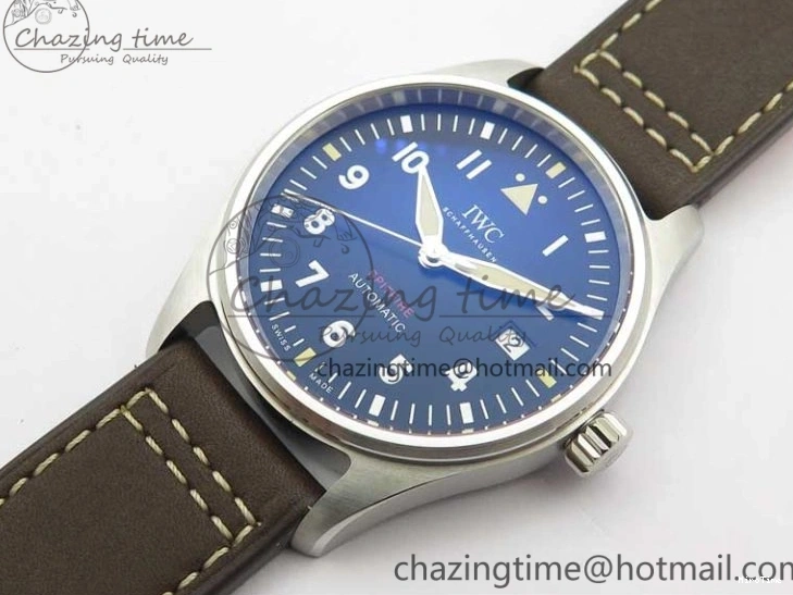 MIROTIME 0303 Original Pilot IW326803 SS MK 1:1 Best Edition Black Dial on Brown Leather Strap MIYOTA 7146